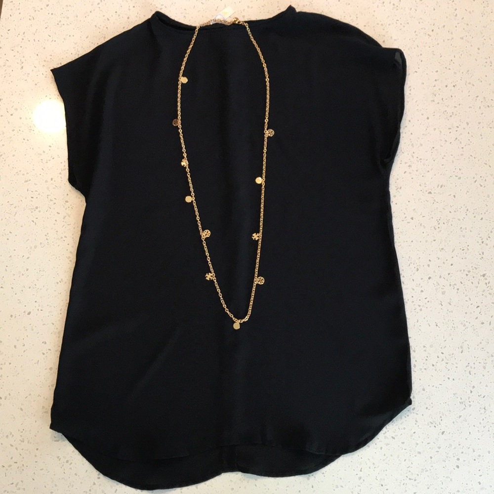 NWT Tory Burch Gold Logo Charm Rosary Necklace - Picture 6 of 7